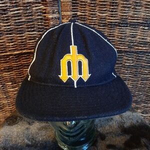 New Era Cooperstown Collection 100% Wool Seattle Mariners Hat 7 3/8 Retro Sporty